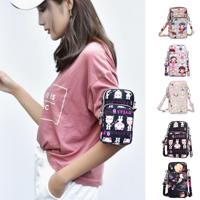 Crossbody carteira durável waterpoor moeda bolsa de telefone celular dos desenhos animados impresso mini bolsa de ombro 9x5x17.5cm