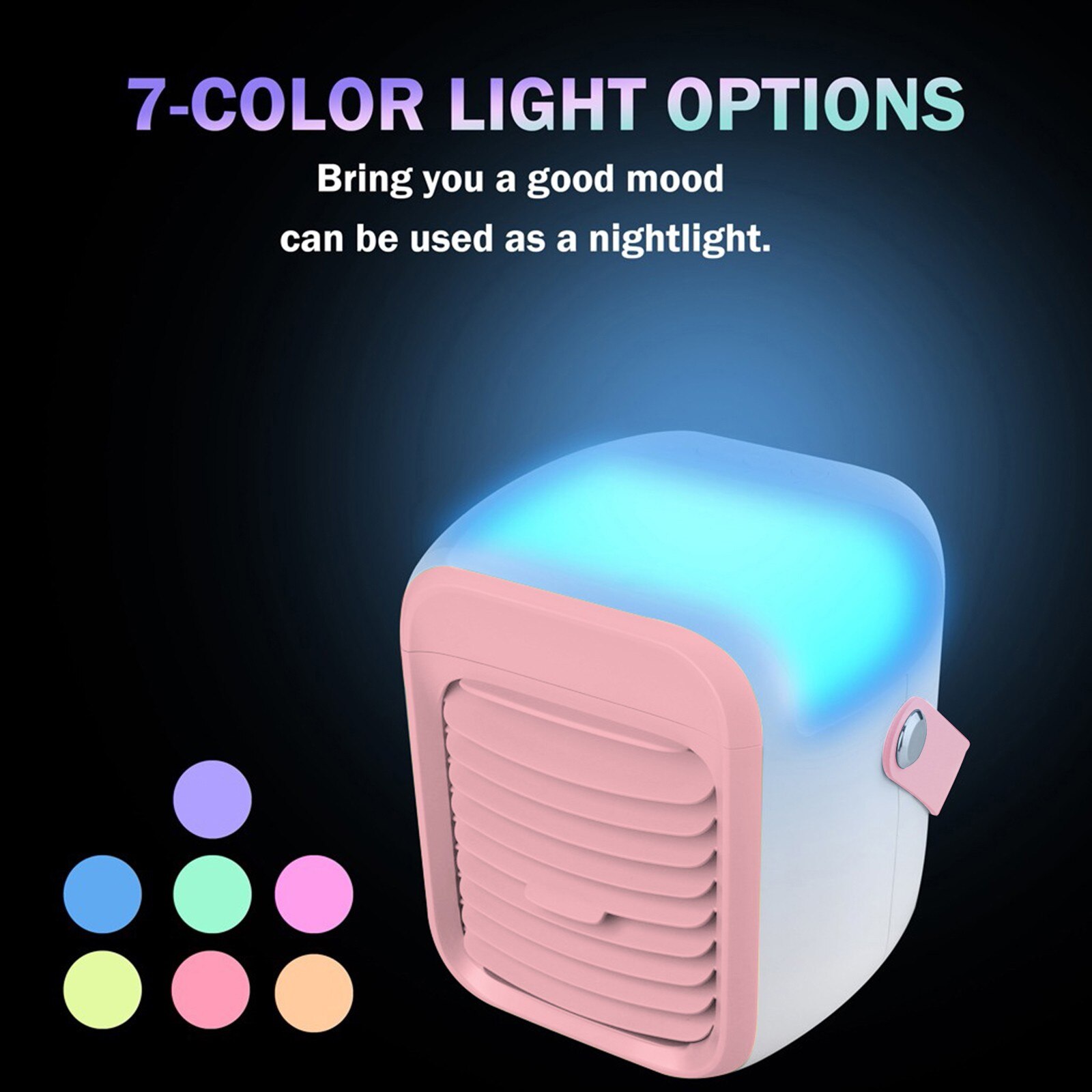 Mini Air Conditioner Air Cooler Fan 7 Colors Light Usb Portable Air Conditioner Multifunction Personal Space Cooling Fan #T2G