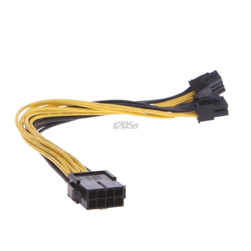 Cpu 8- pin til dobbelt pci -e 8- pin  (6p+2p)  splitter kabel strømforsyningsledning 25cm t15