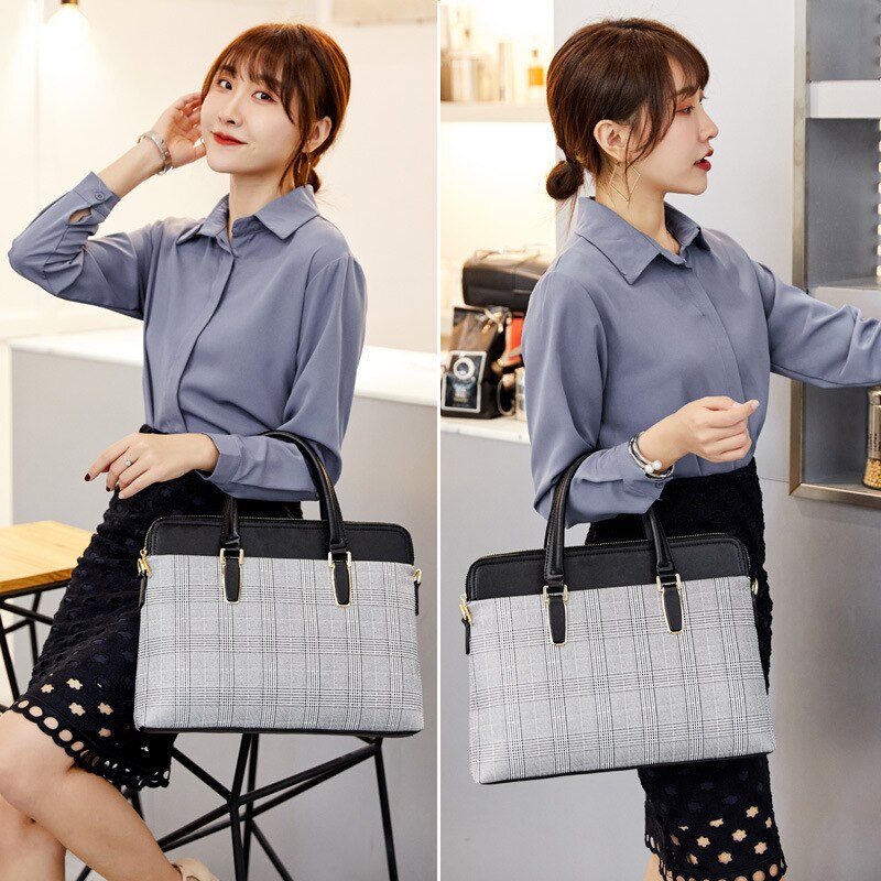 Vrouwen Business Aktetas Tas Voor Vrouw Lederen Laptop 14Inch Handtas Werk Kantoor Tas Dames Schoudertassen Voor Vrouwen handtas