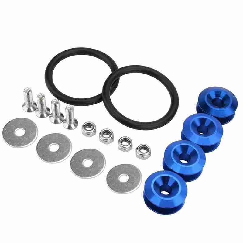 General JDM Aluminum Quick Release Fastener Bumper Quick Release Fixed Clip Fender Washer Reinforced Screw Auto Parts Set: Blue