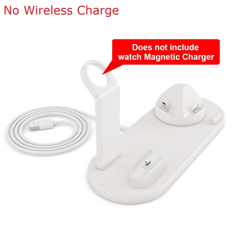 Fdgao estação carregadora sem fio 6 em 1, suporte doca de carregamento rápido qi 10w para apple watch/airpods pro/iphone/samsung/huawei/xiaomi: Style 02 White