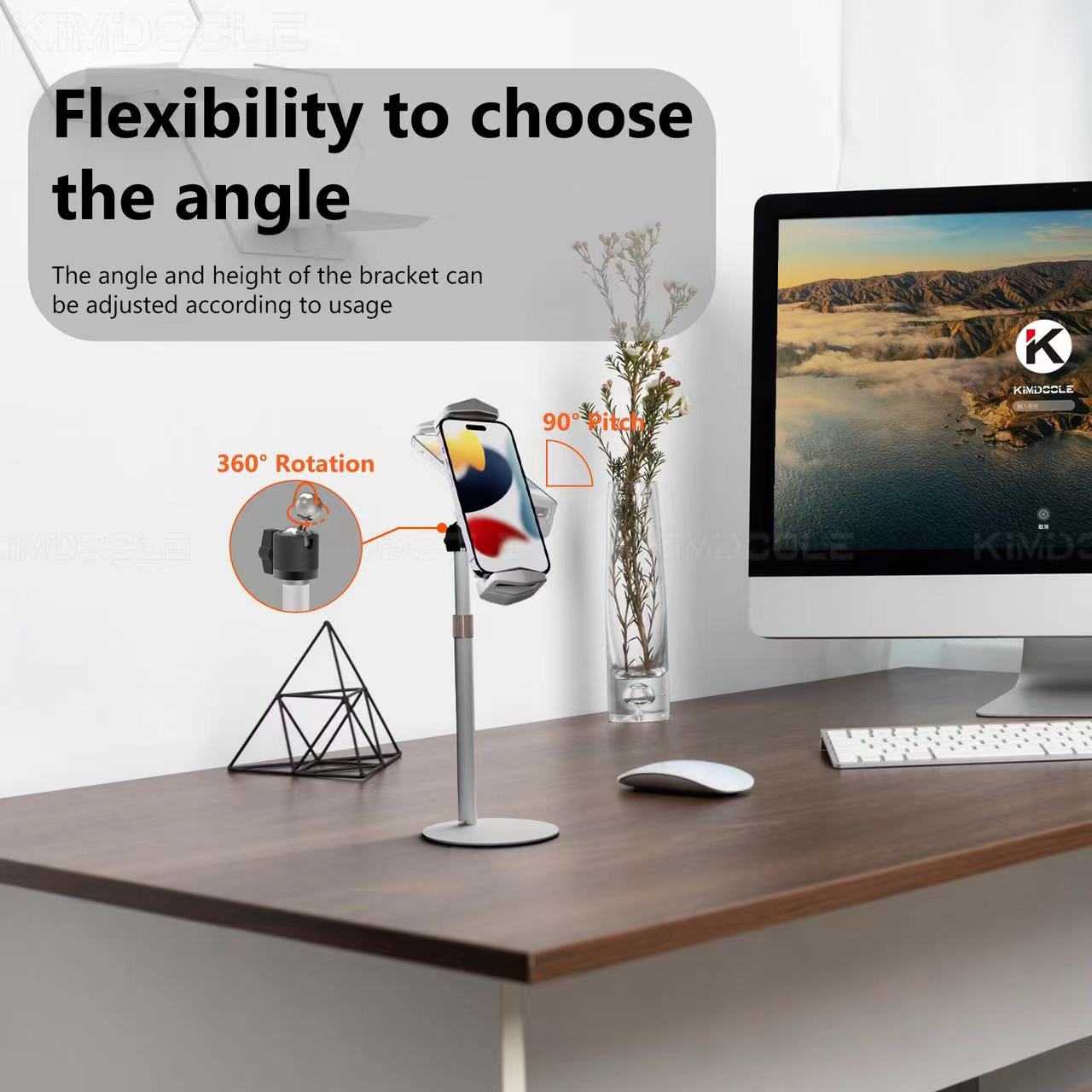 Kimdoole Draagbare Monitorstandaard In Hoogte Verstelbare Vesa Monitor Tabletstandaard Vrijstaande Low Profile Desk Mount Monitor Ondersteuning