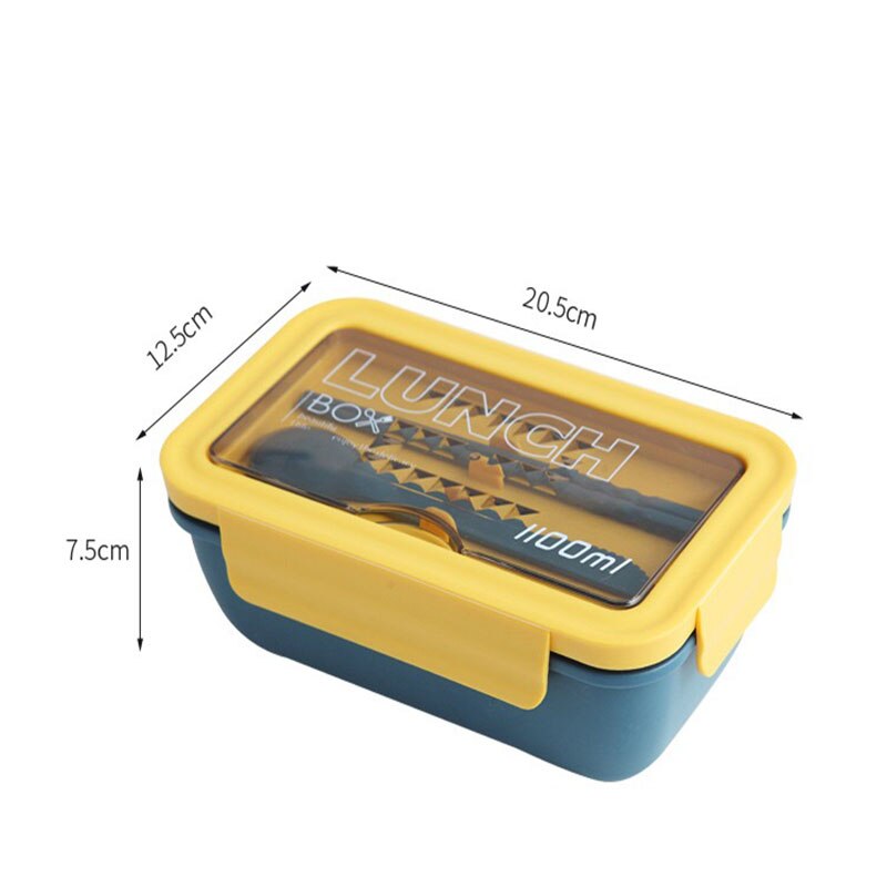 Microwave Lunch Box withBento Compartments Portable Box Japanese Style Leakproof Food Container for Kids with Tableware