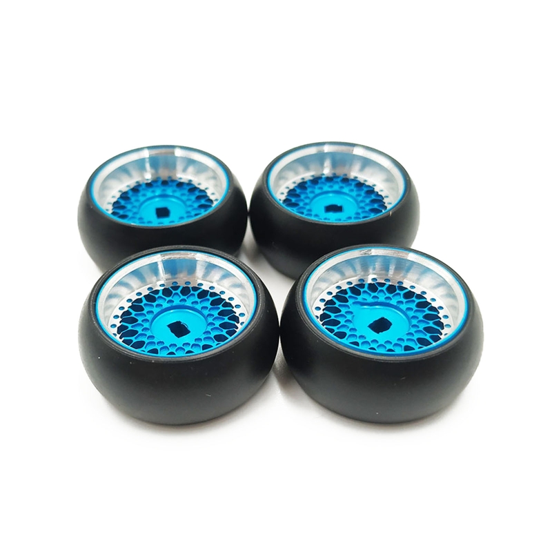 4 Uds juegos de neumáticos de aleación para RC 1/28 Wltoys K969 K989 P929 modelos de coches RC Drift Car neumáticos llantas: Azul