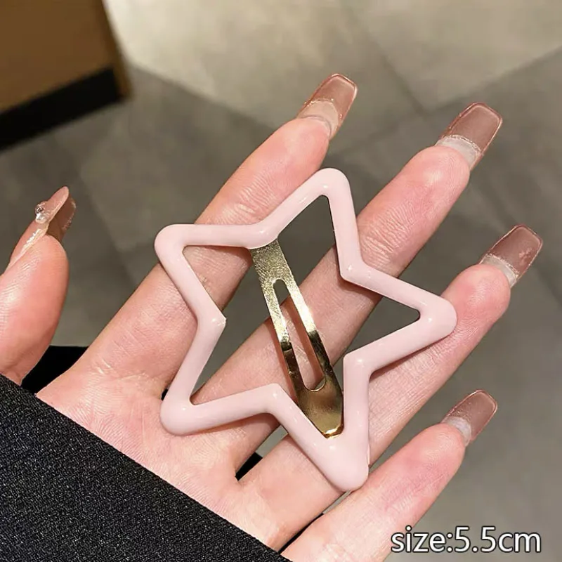 Große Stern-Haarspangen für Frauen, Mädchen, freundlicher, Y2K, süßes süßes Mädchen, bunte fünfeckige Haarnadel, BB-Clip, Kopfbedeckung, Zubehör, ,: Rosa