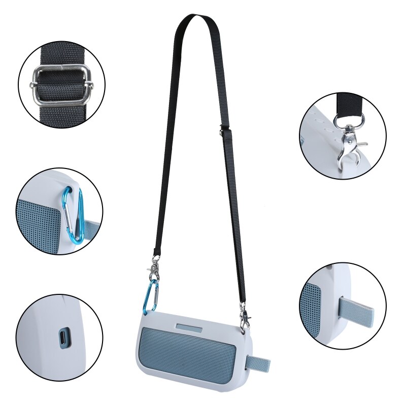 Silicone Protective Cover for Bose Sound Link Flex Speaker Travel Case Classic Style Case with Shoulder Strap