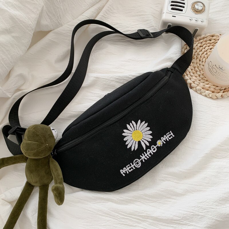 Waist Belt Bag Korea Ins Banana Bags Canvas Usb Bum Bag Pouch Girl Women Ladys Small Fanny Pack Pillow Purse Feni: With pendant 1