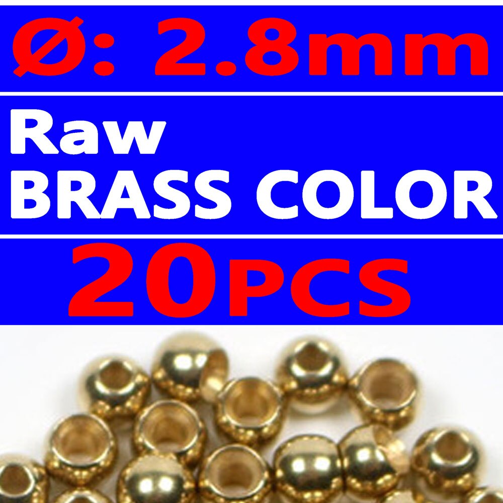 Wifreo 20PCS 2.8mm 7/64" Fly Tying Brass Beads Beadhead Nymph Stonefly Streamer Fly Tying Weighted Head FL Orange Rainbow Golden: 20pcs raw brass colo