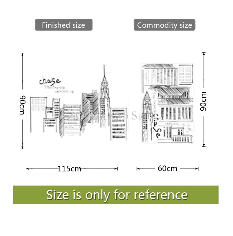 Large Tall Buildings Retro Black Wall stickers Set PVC DIY Mural Art For Living Room Sofa Decoration 3 Size Background Adhesive: 01