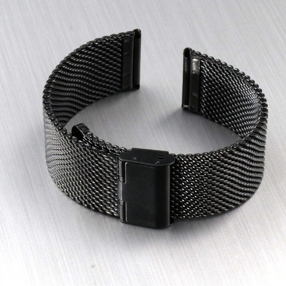 Strap 20mm 22mm Stainless Steel Milanese Watch Band Women Mesh Belt Replacement Strap Black Gold Rose Gold Silver Blue for DW: black / width  22MM