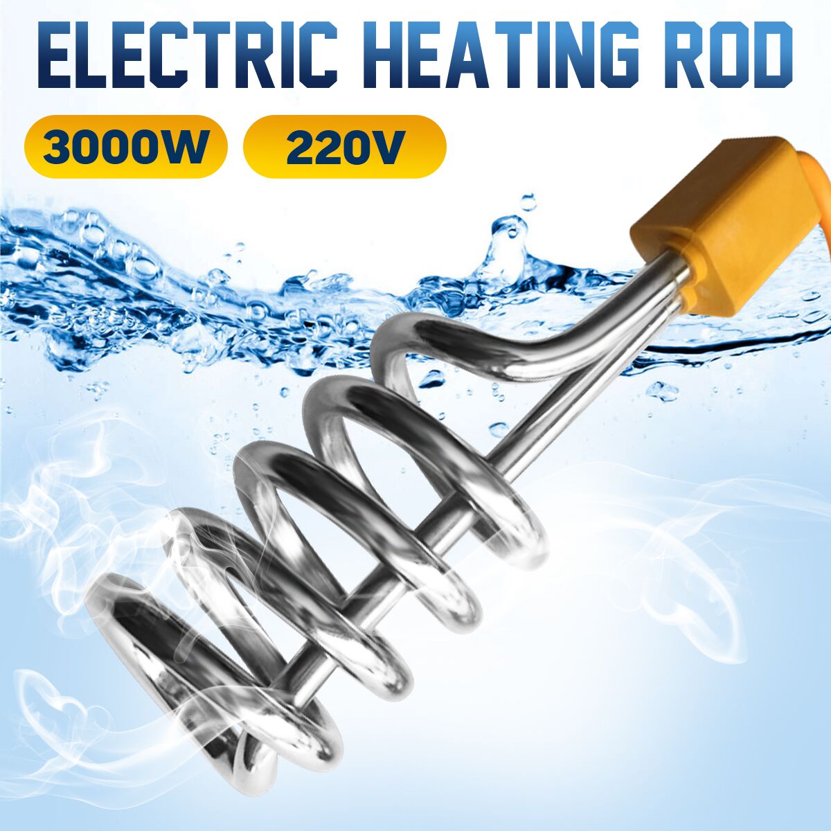 3000W 220V Floating Electric Heater Boiler Water Heating Element Portable Immersion Suspension Bathroom Swimming Pool