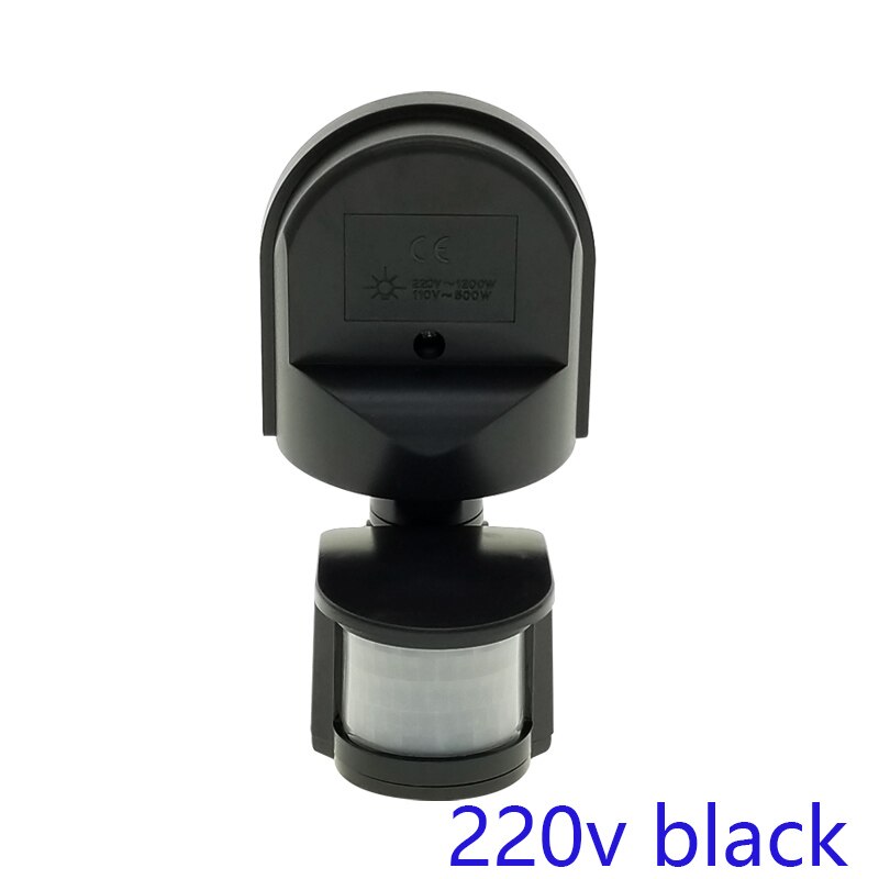 Liiketunnistin valokytkin ulkona led-turva infrapuna pir liiketunnistin seinävalaisin lamppu kytkin 220v/12v/24v: 110-240v mustaa