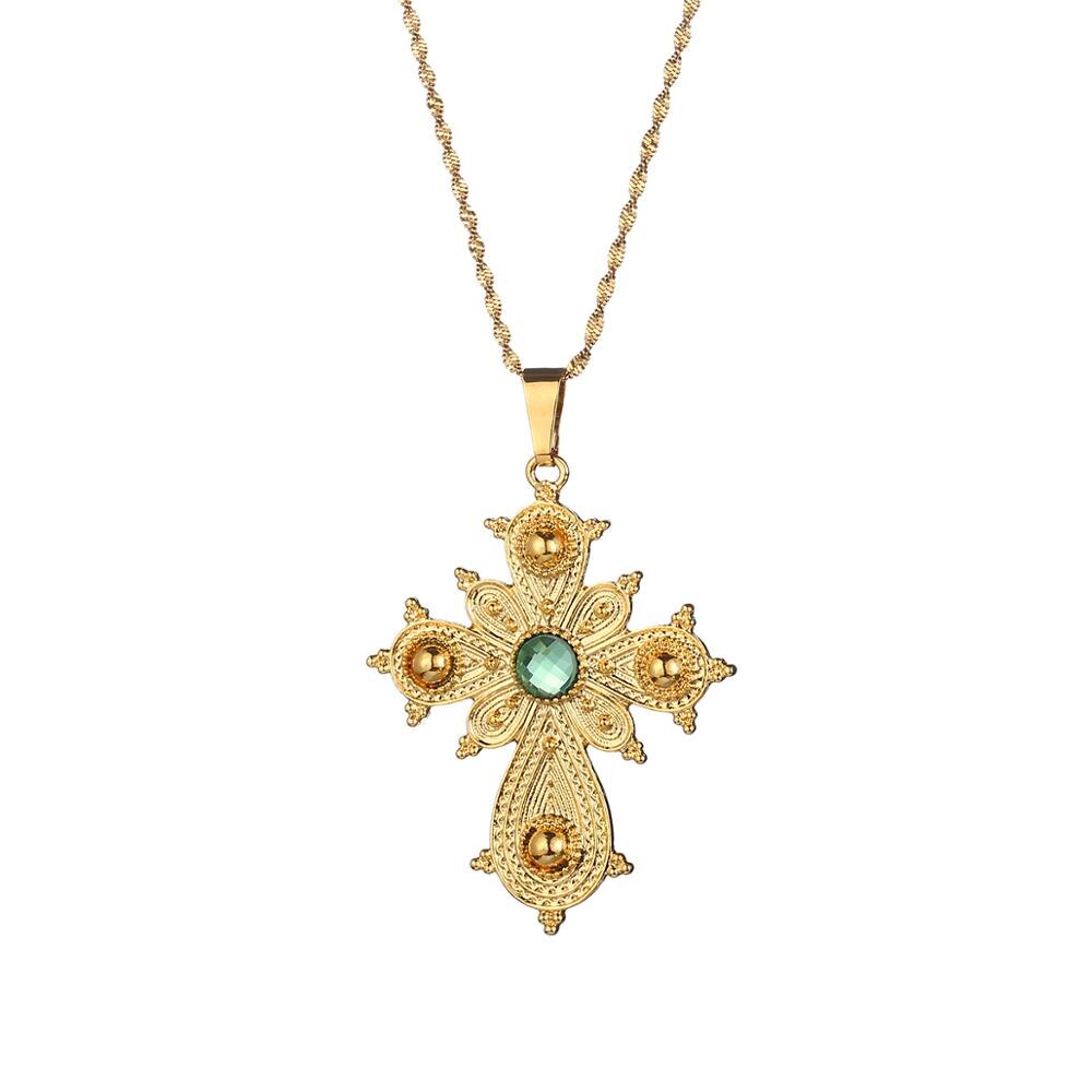 Ethiopian Big Cross Pendant Necklaces for Women Eritrea Jewelry Africa Ethnic Pendant