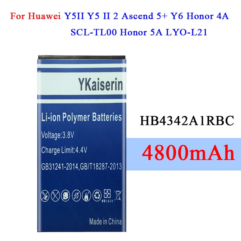 100% NUOVO di Alta capacità Della Batteria per Huawei honor 4A honor 5A LYO-L21 y5II Y5 II Ascend 5 + Y6 SCL-TL00 CUN-U29 4800mAH HB4342A1RBC