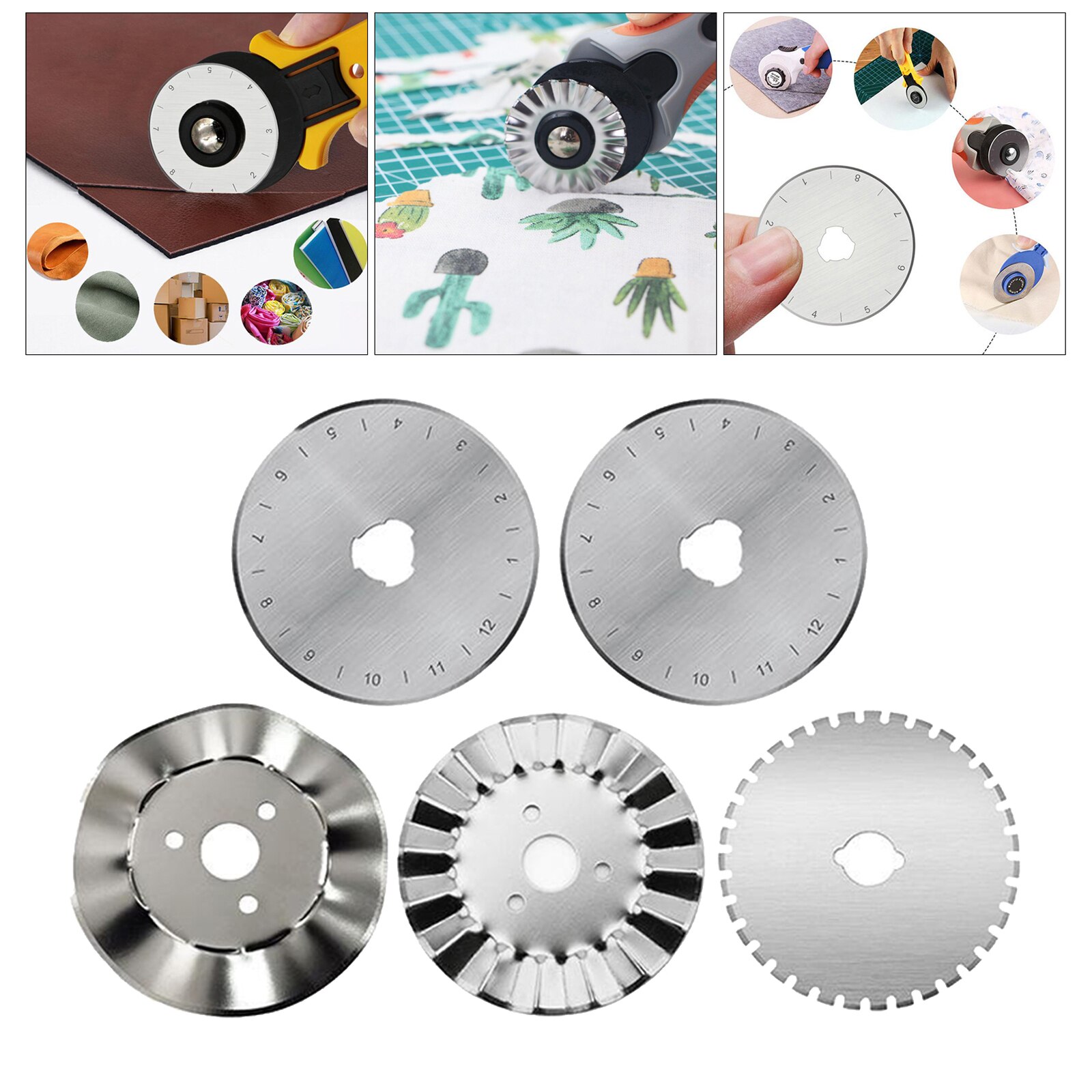 45mm Round Rotary Cutter Blades Set Sewing Crafts, Sharp and Ultra Durable,