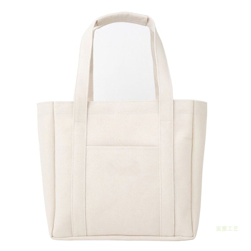 Sacs à main en toile, fourre-tout , fourre-tout en coton réutilisables, sac d'épicerie de grande capacité, nouveauté: white