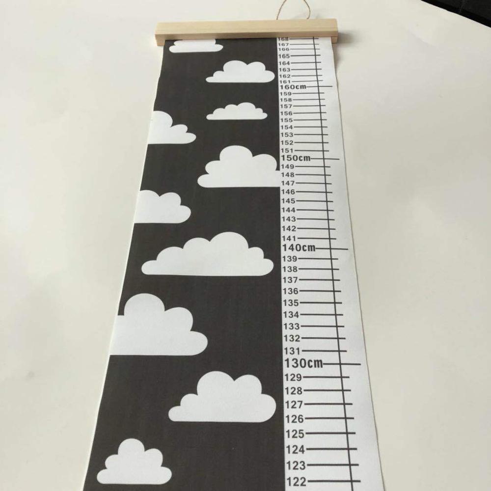 Barns tillväxt storlekstabell höjddiagram baby barn barn höjd linjal mått linjal väggdekor för barnrum heminredning hänga: Svart