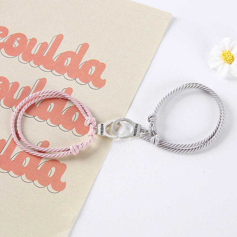 Pulsera de pareja astronauta pequeña banda de Goma para enviar novia novio imán piedra brazalete con cascabel nudo de la cuerda de la joyería: 10