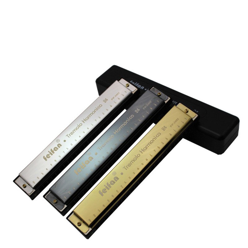 ZONAEL 24 holes Tremolo Harmonica Key of C harp Mouth Organ Musical Instruments Phosphor Bronze Reeds Woodwind Instruments