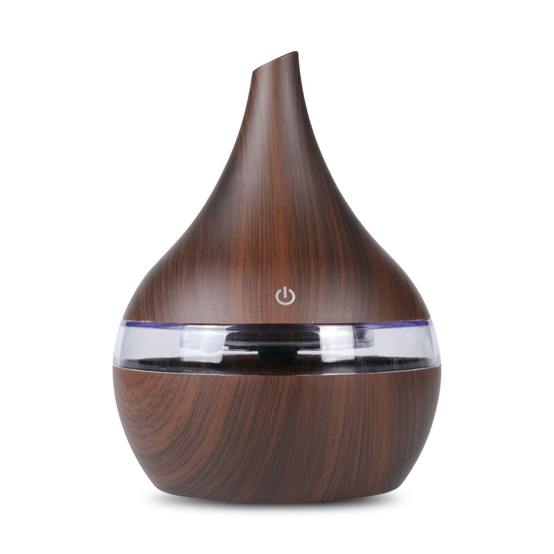 USB Luftbefeuchter Elektrische Öl Aromatherapie Holzmaserung Ultraschall Luft Diffusor Lichter Auto für Heimat Sekretariat Duft Parfüm 300ML: dunkel Holz Fase