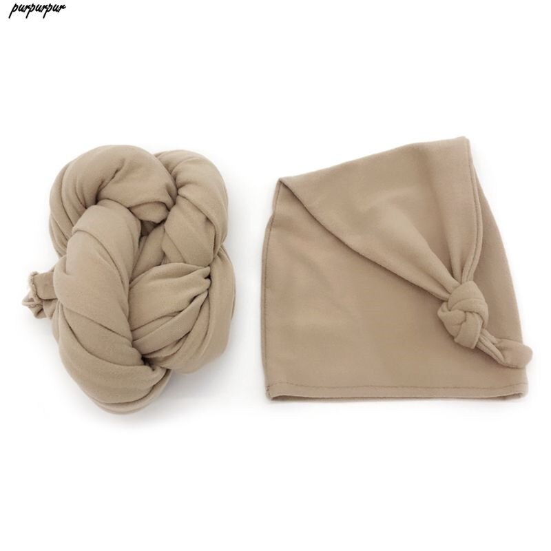 Envoltura elástica para bebé + sombrero accesorios de fotografía recién nacido Color sólido suave accesorios para sesiones fotográficas infantiles: Gray