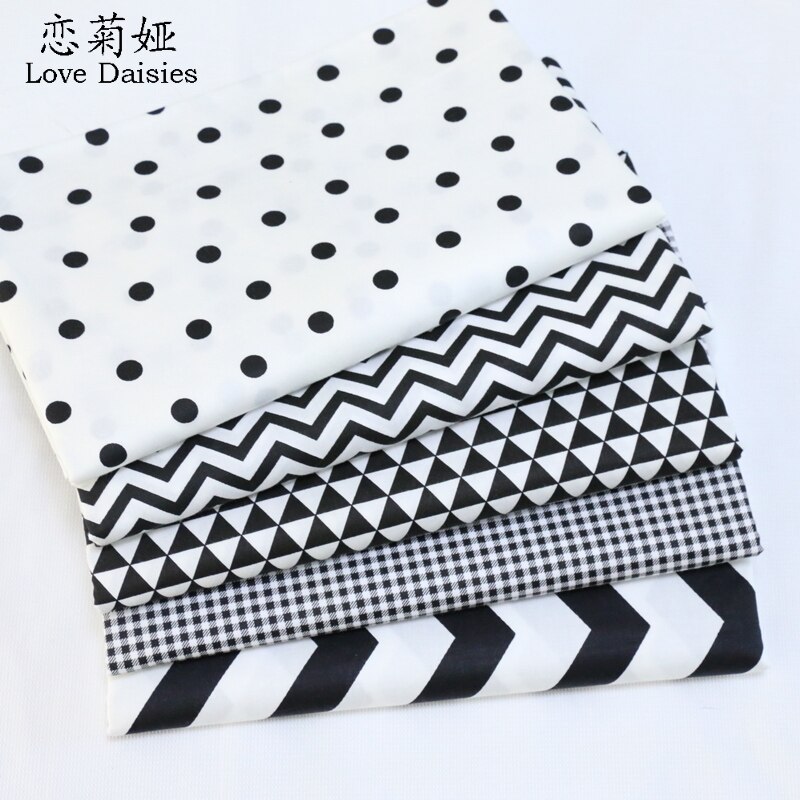 100% cotton twill cloth nordic wind black series dots zigzag check fabric for DIY kid sheet patchwork cushions handwork quilting