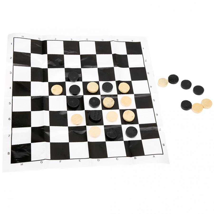 25X25 Wooden Chessboard Chess Pieces Draughts Set Intellectual Game for Children Adults Party Activities