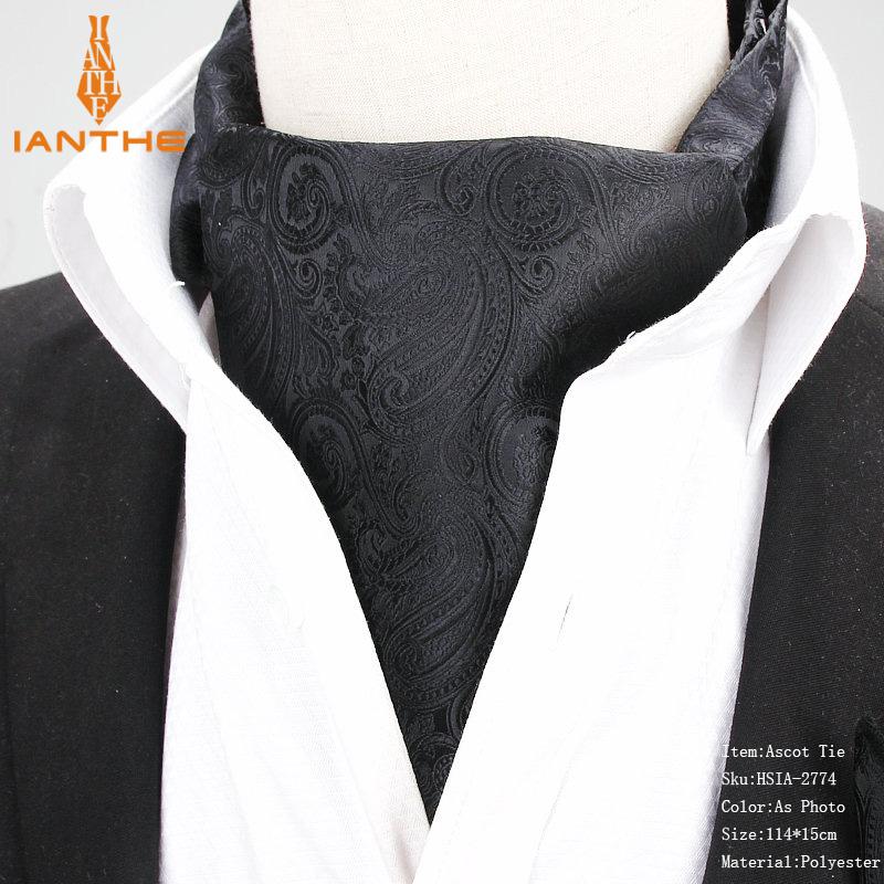 Mænd ascot hals slips vintage paisley jacquard vævet slips krave slips scrunch selv britisk stil gentleman neckwear: Ia2774