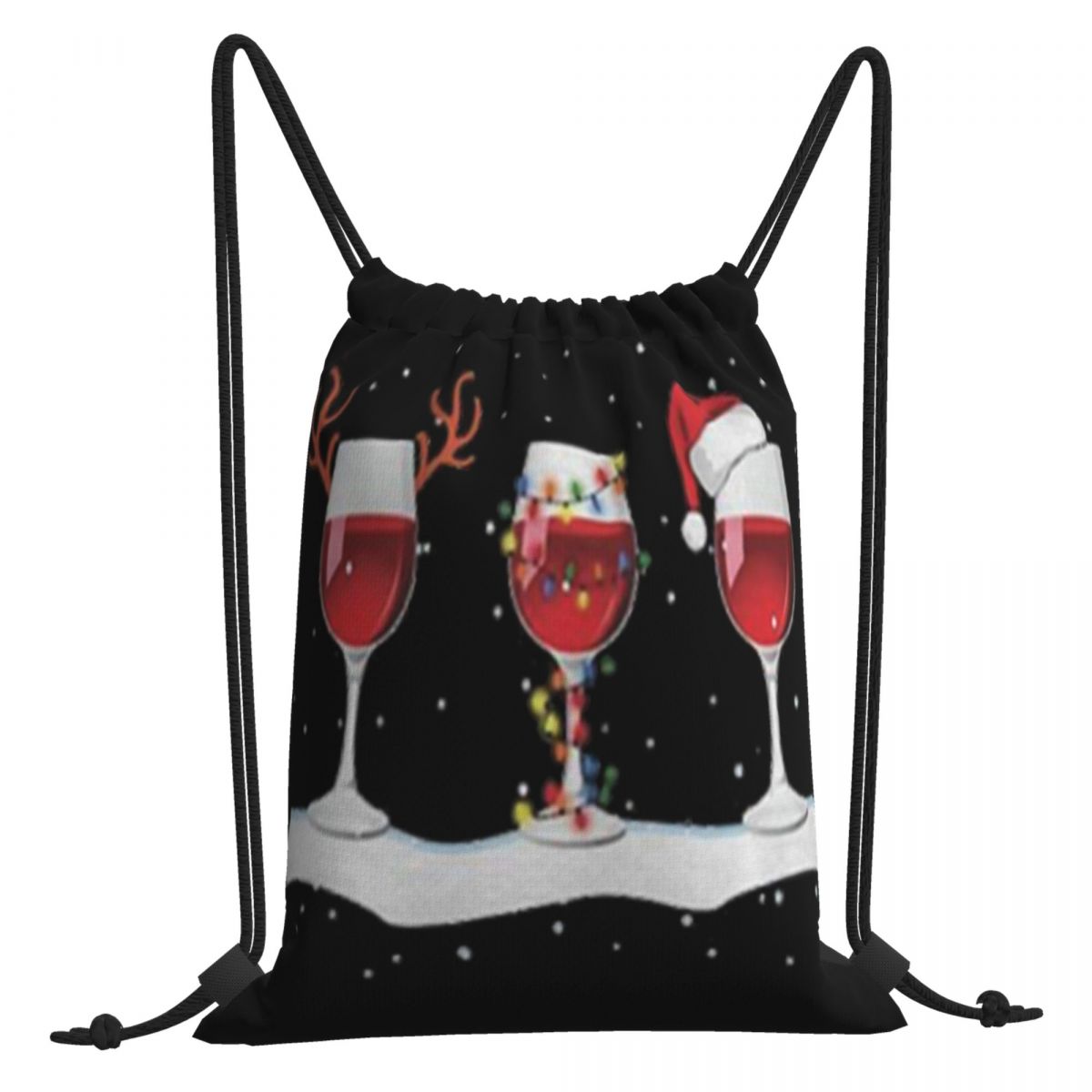 Mochila con navideño de Reno y vino de cristal para hombre, bolsa ligera de Papá Noel, ajustada, Punk, mejor empalme, Rock, personalizada