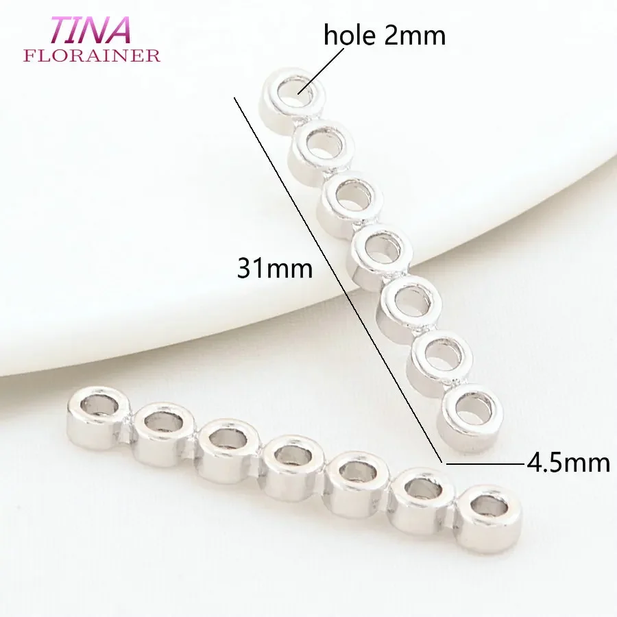 Componentes para hacer joyas con cuentas, conector de pulsera y collar con 5 agujeros, separadores de barra espaciadora de cuentas chapadas en oro Real de 18K Diy: M / Azul