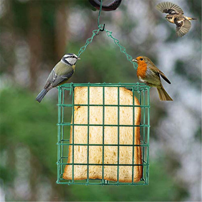 Green Square Bread Piece Bird Feeder Outdoor Bird Feeder Portable Feeder Bird Cage Pet Supplies