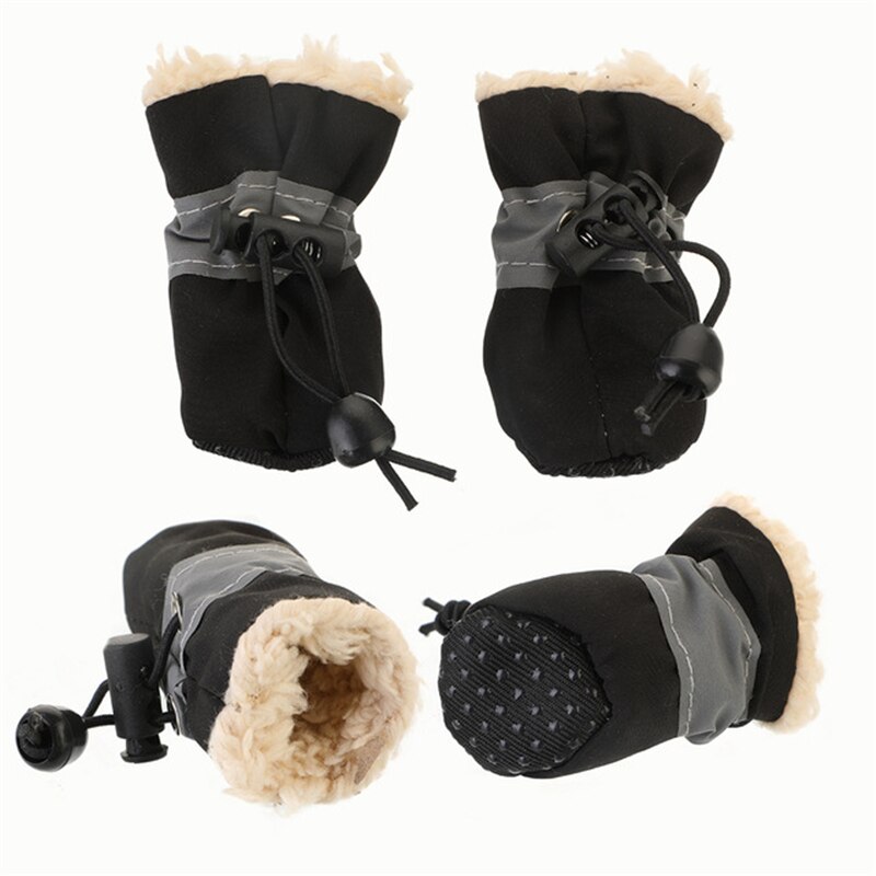 Dog Shoes Warm Anti-slip Rain Snow Boots Small Dogs Socks Booties Waterproof Polyester Winter Pet Supplies Pet Shoes: Black / XXXL