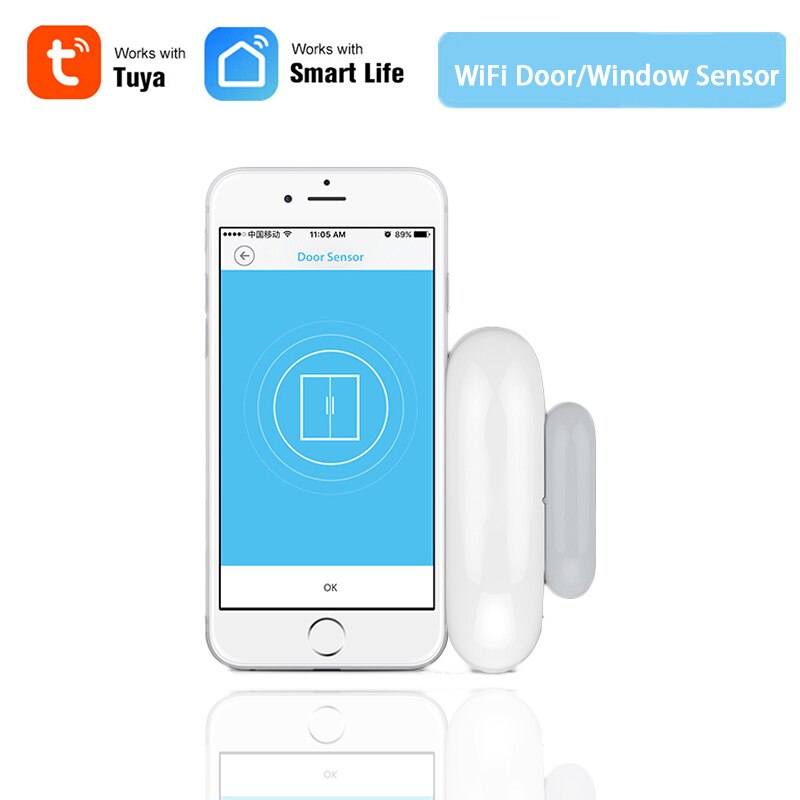 Smart trådløs 2.4 ghz wifi dørsensor, vinduesensor, push-underretning på smartphone, når døren er åben, tuya smart life gratis app