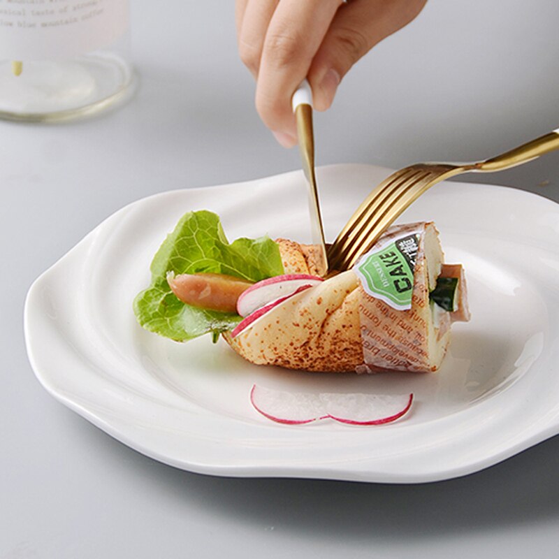 Zuiver Wit Westerse Diner Plaat Pasta Plaat Ontbijt Plaat Keramische Schijf Thuis Schotel Plaat Restaurant Dessertbord Creatieve Snack