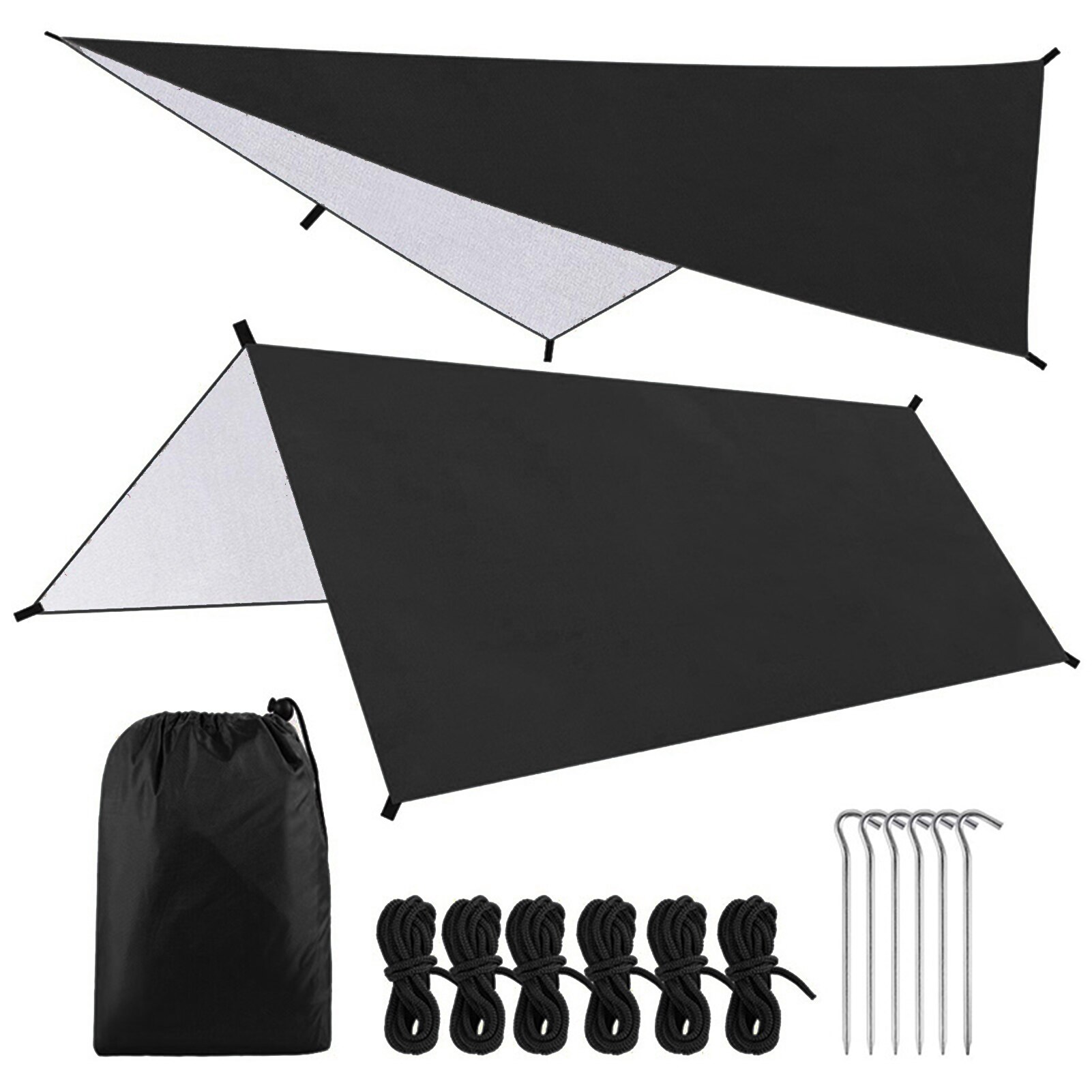 9.8 * 9.8ft à prova dwaterproof água acampamento ao ar livre toldo toldo toldo toldo do pára-sol rede tenda abrigo de chuva esteira de piquenique toldo dossel praia cobertor: Preto