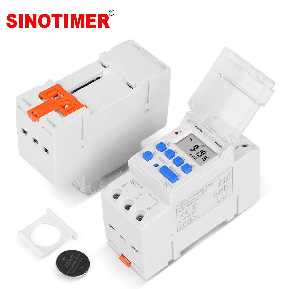 DIN Rail 5 PINS SPDT Digital Programmable Time Switch Relay Electronic Timer Clock AC 110V 220V DC 5V 12V 24V Russian Panel