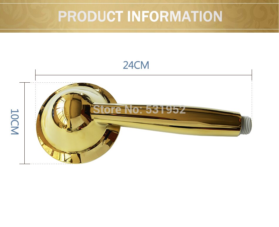 3 Function Gold Plated Hand Held Shower Head Hose and Bracket Holder Antique Gold Sprayer Multifunction Function