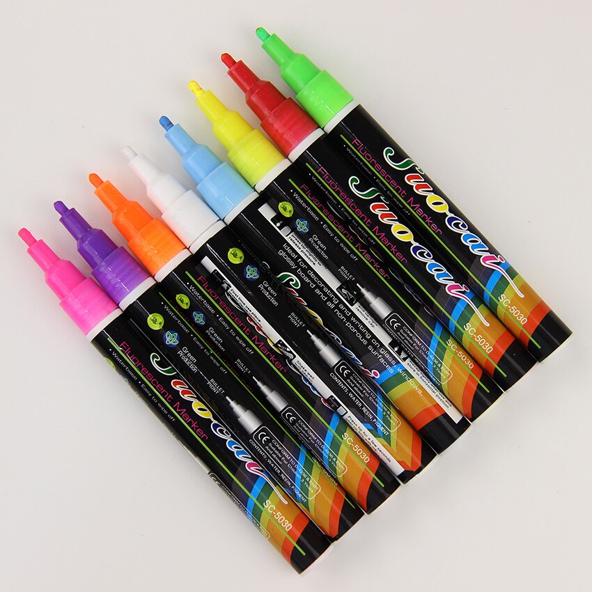 1pc reversible spisser highlighter fluorescerende flytende kritt markørpenn for led-skrive fluorescerende tavle flytende kritt