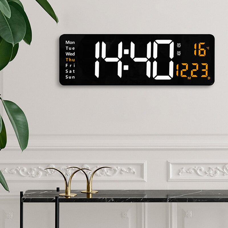 Große Elektronische Wanduhr Fernbedienung Temp Datum Energie aus Speicher Tisch Uhr Zauberstab Dual Alarme Digital LED uhren