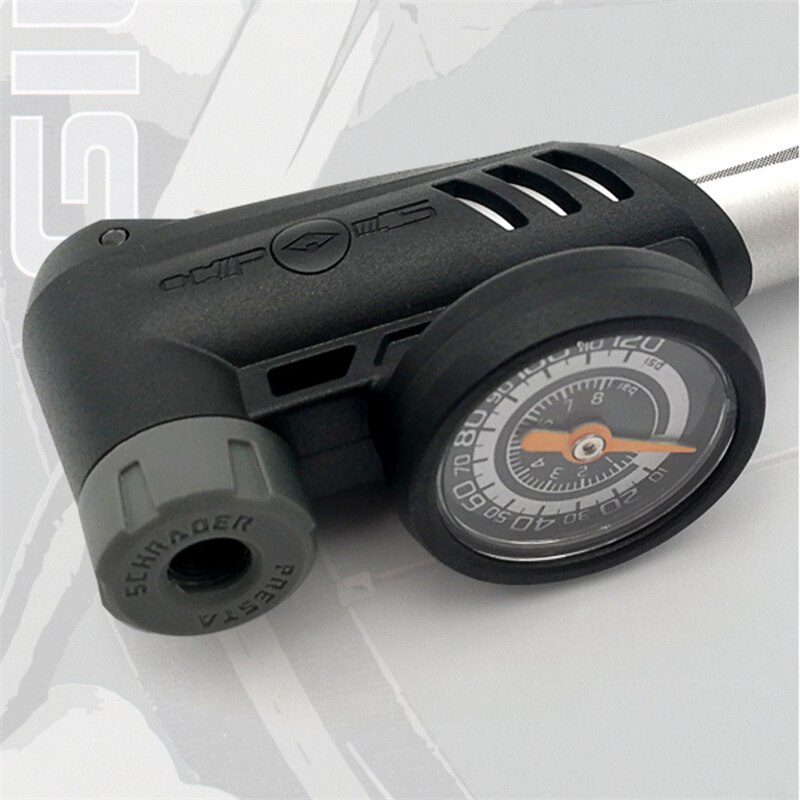 Giyo draagbare mini mtb fietspomp met manometer 120 psi hogedruk handpomp voor fietsen, fietsbandenpomp gp -43ca
