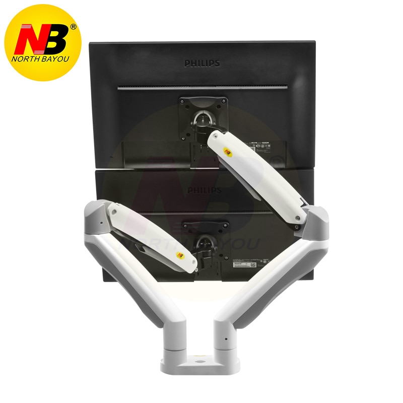 Aluminum Alloy 22-32 inch Dual Monitor Mount Gas Spring Arm Full Motion Monitor Holder Support with 2 USB Ports 3-12kgs NB F195A