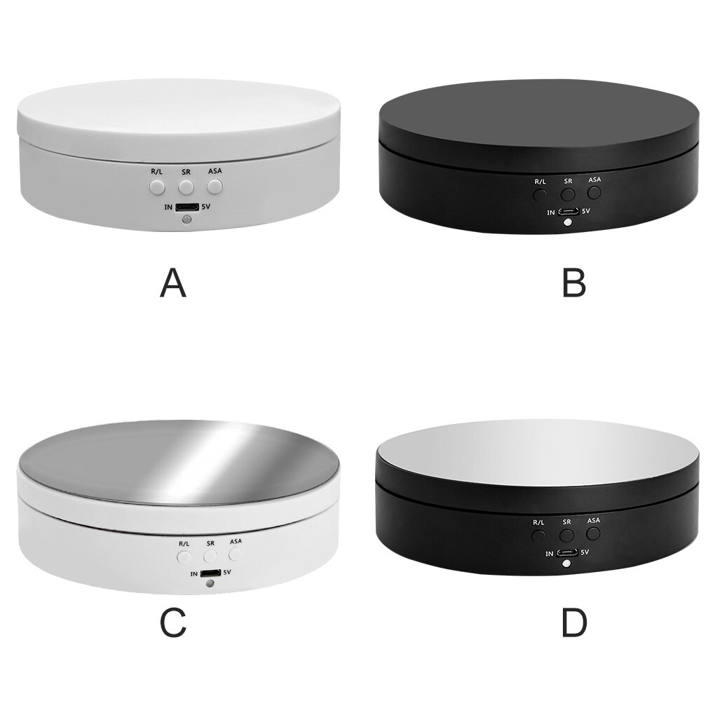 Display Table Rotating Photography Stand Electric Load Plastic Mini Turntable for Jewelry Show: white