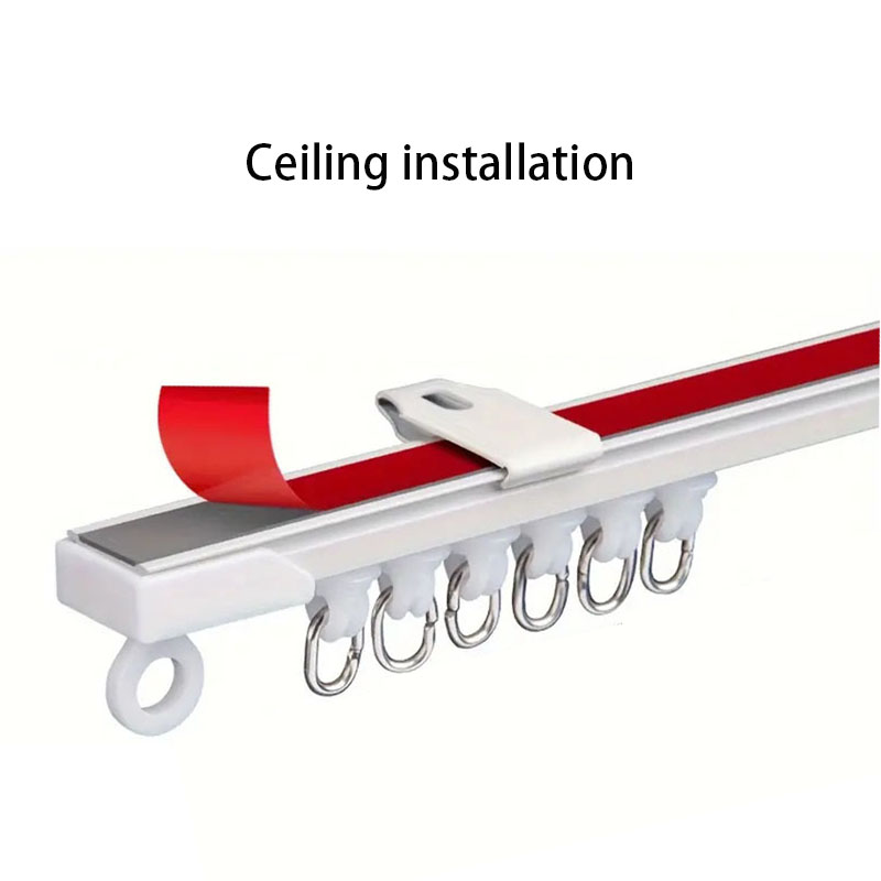 Selbstklebende oder perforierte Dual-Zweck-Vorhangschiene für Decken- oder Wandmontage, geräuschlose Nano-Vorhang-Gleitstange für Vorhänge und Cabi: Gelb / 160-300cm
