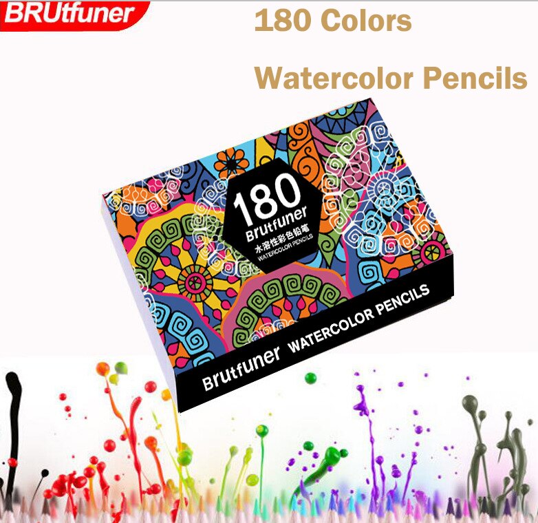 Brutfuner 48/72/120/160/180 Color Oil Color Pencils Set Wood Soft Watercolor Pencil For Drawing Sketch Art Supplies: 180 Water Colors