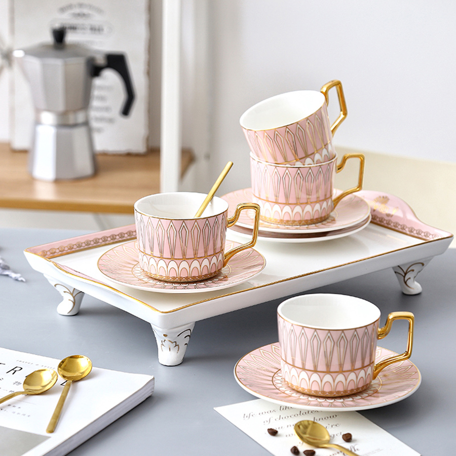 Kerst Thee Cup Set Hoge Europese Koffie Kopje Thee Set Keramische Espresso Cups Herbruikbare Kubek Thee Glazen Servies Thuis LZI015