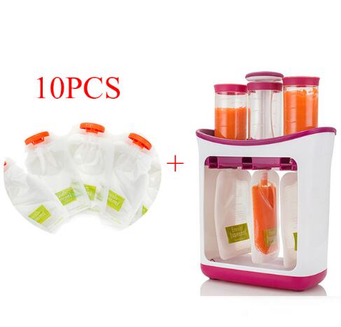 OEM Squeeze Fruit Juice Station and Pouches Feeding Kit Baby Food Storage Containers FAD Free Newborn Food Maker Set: 4