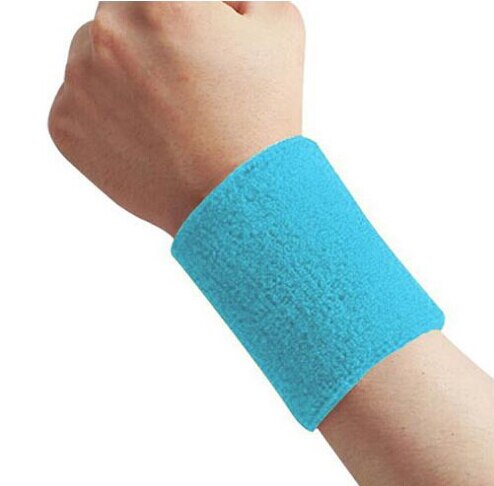 2 Stuks Sport Zweetband Badstof Pols Zweet Bands Tennis Squash Badminton Basketbal Polsband Gym Crossfit Pols Wraps Gyh: Sky blue