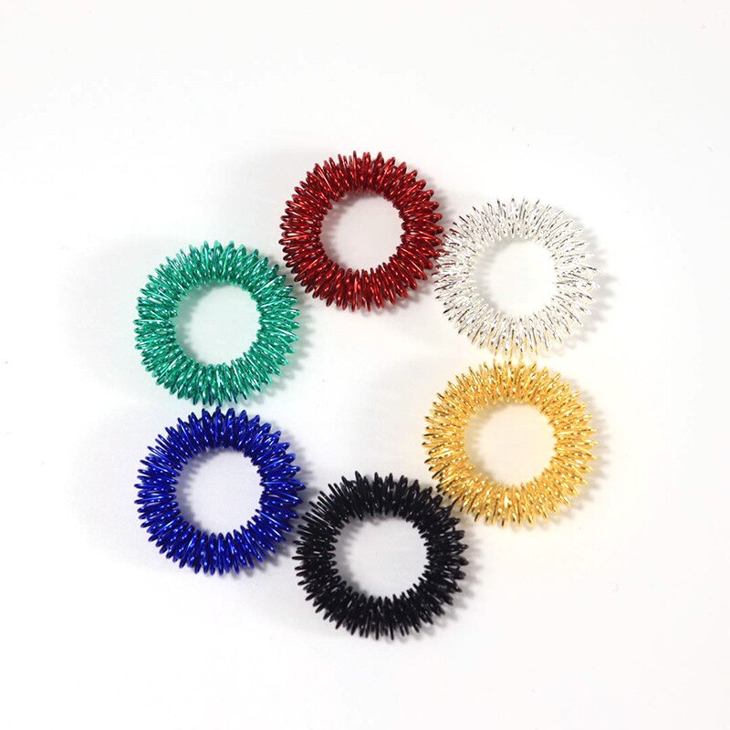 Anillo sensorial antiestrés para niños, juguete para aliviar el estrés, con manecillas de primavera, antiautismo y acupresión, 5 uds.: 5pcs mix