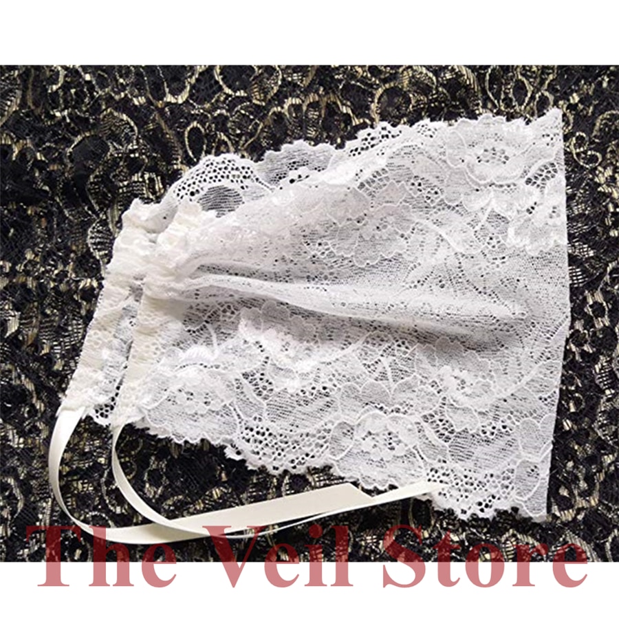 White Soft Stretch Lace Mantilla Chapel Veils for Church Tie style Headwrap Covering Headband Latin Mass Velo Mantilla de Novia